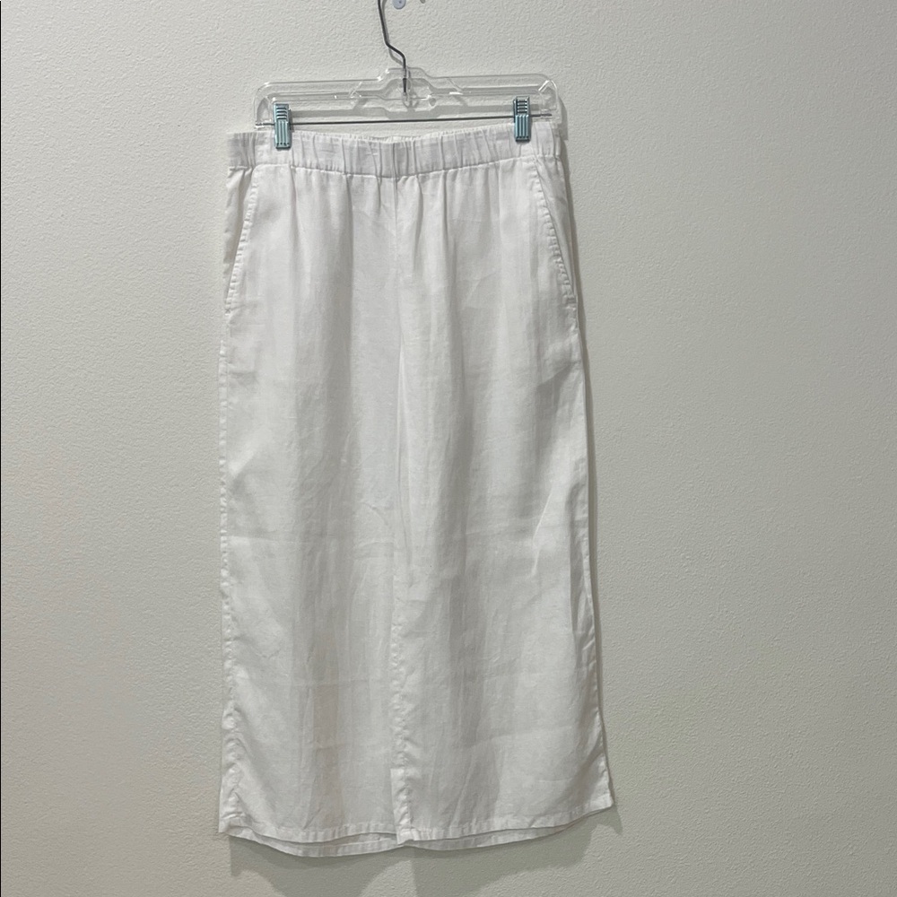 Eileen Fisher White 100% Organic Linen Pull On Pants